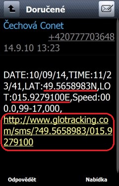 SMS s informací o poloze
