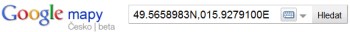 Vyhledávání družicových souřadnic na Google maps